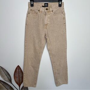 BGD Slim Straight Mid‎ Rise 100% Cotton Jeans In Cream Neutral Color E2